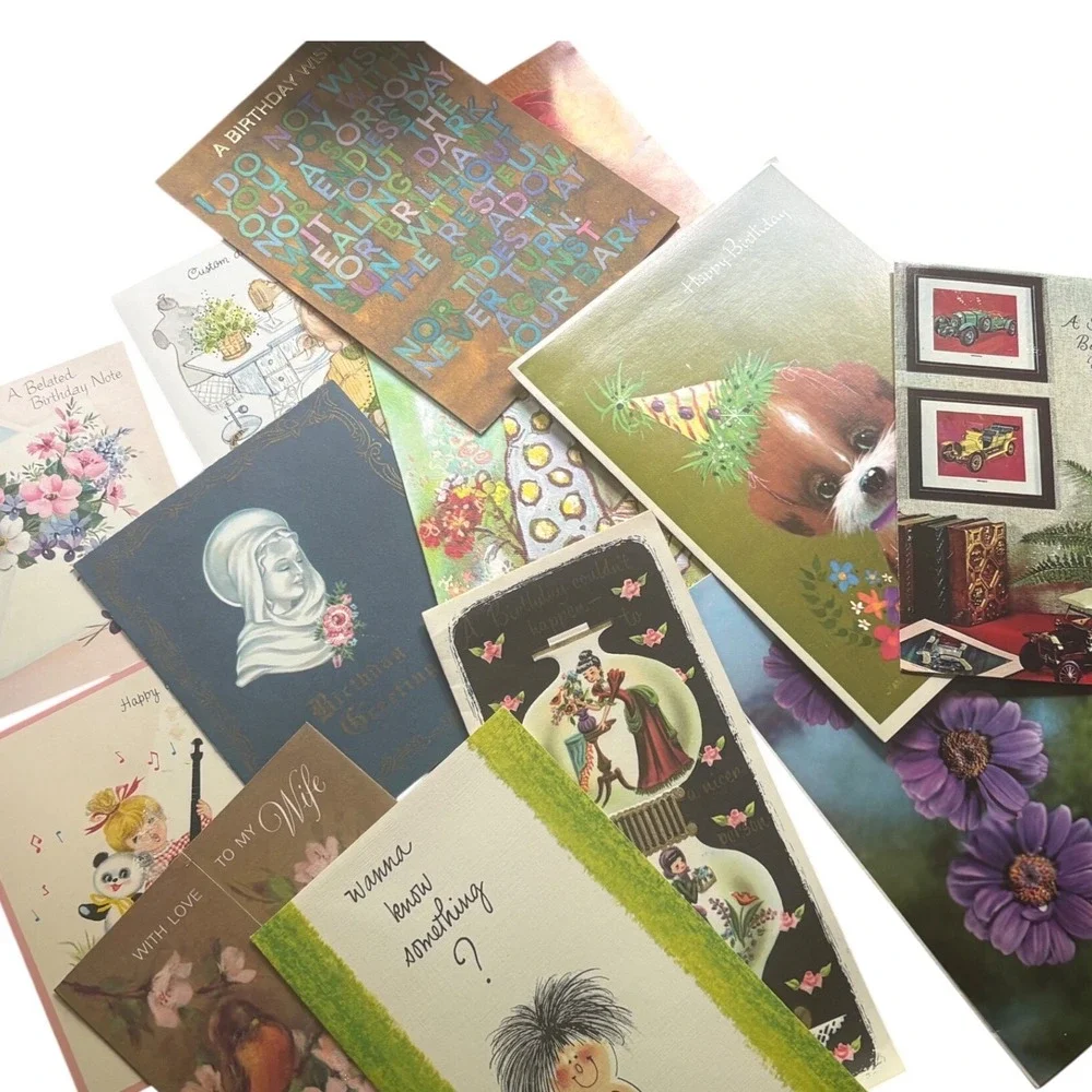 Vintage Greeting Card Lot 14pc Hallmark Norcross Unused Floral Retro MCM Mixed